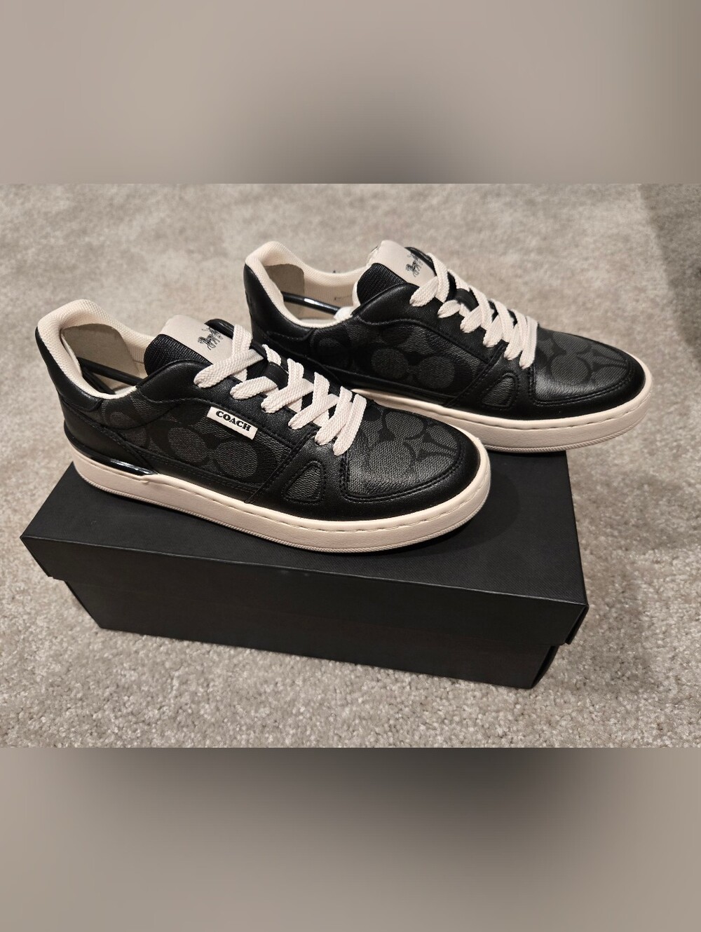 Coach Clip Court Sneakers 5.5 Signature Canvas Black – Brand New